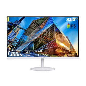 acer SA222Q 21.5 Inch Full HD IPS Ultra Slim (7.2mm Thick) Backlight LED LCD Monitor I Zero Frame I 100Hz Refresh I 1 MS VRB I AMD Free Sync I 1xHDMI 1xVGA I Eye Care Features I Tilt Option I White