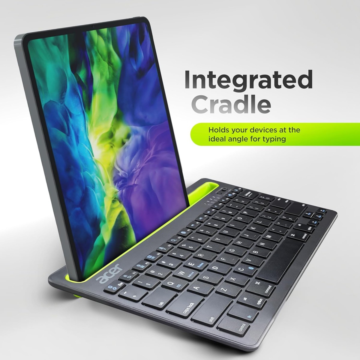 acer Swift Slim Multi-Device Wireless Rechargeable Keyboard with Cradle for Tablet and Phone | Dual Channel Switch | Compact, Quiet | Compatible with Win/Mac, Desktop, Tablet, Smartphone, Laptop