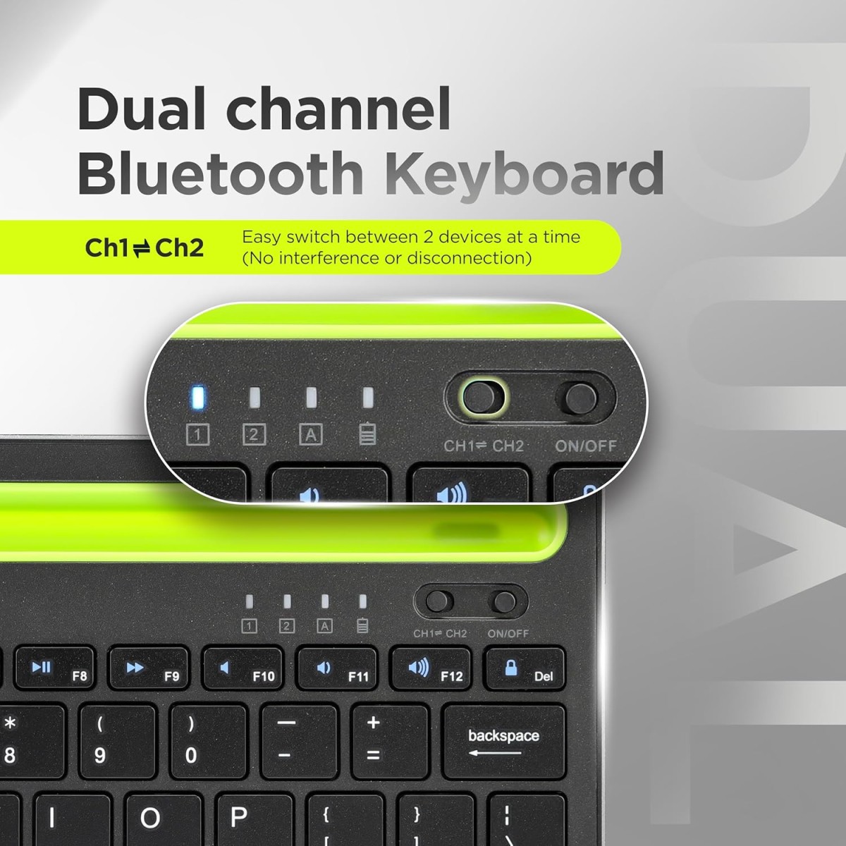 acer Swift Slim Multi-Device Wireless Rechargeable Keyboard with Cradle for Tablet and Phone | Dual Channel Switch | Compact, Quiet | Compatible with Win/Mac, Desktop, Tablet, Smartphone, Laptop