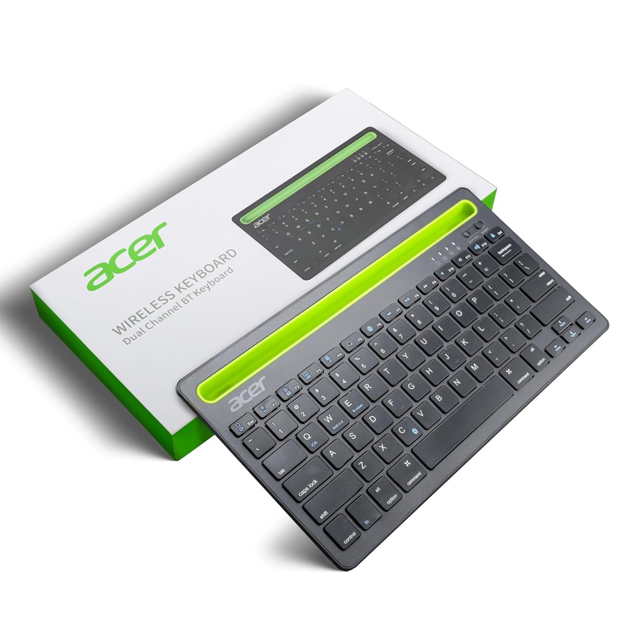 acer Swift Slim Multi-Device Wireless Rechargeable Keyboard with Cradle for Tablet and Phone | Dual Channel Switch | Compact, Quiet | Compatible with Win/Mac, Desktop, Tablet, Smartphone, Laptop