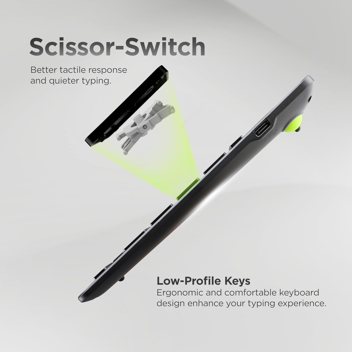 acer Swift Slim Multi-Device Wireless Rechargeable Keyboard with Cradle for Tablet and Phone | Dual Channel Switch | Compact, Quiet | Compatible with Win/Mac, Desktop, Tablet, Smartphone, Laptop