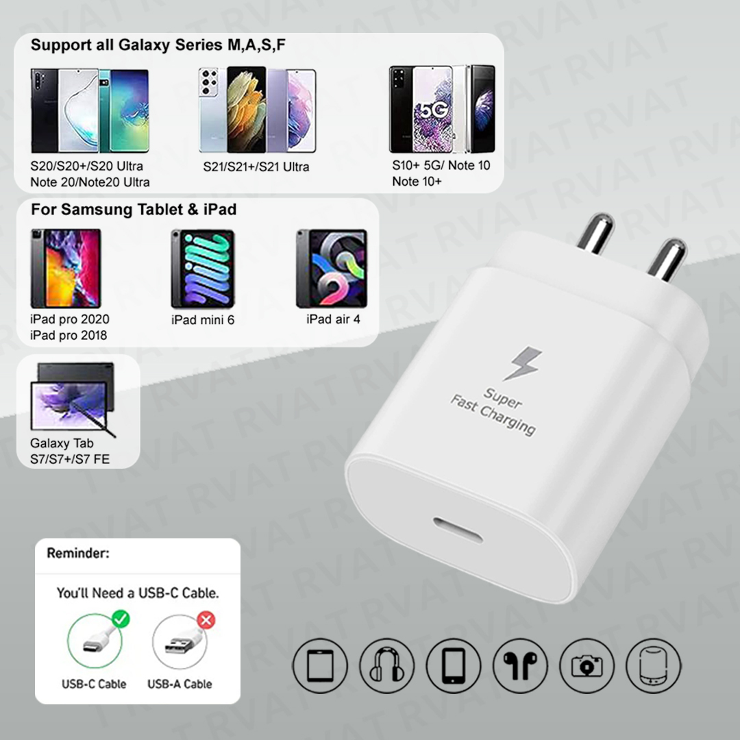 Samsung Original EP-TA20IWECGIN Type C Fast Charger (White)