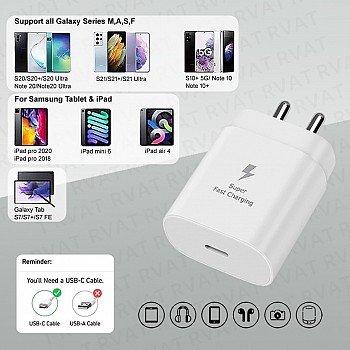 Samsung Original EP-TA20IWECGIN Type C Fast Charger (White)