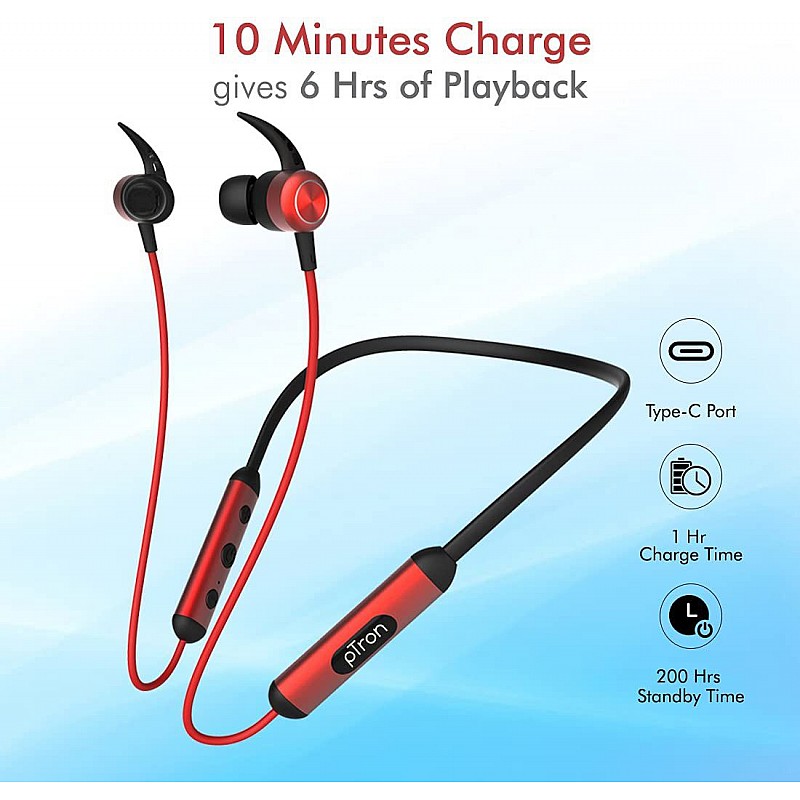 pTron Tangent Plus V2 with 18Hrs Playback & Type-C Fast Charging, Bluetooth 5.0 Wireless Headphones