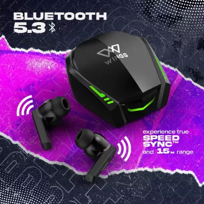 WINGS Phantom 800 Low Latency Earbuds with Game mode, 50 hrs Playtime App Support Bluetooth Gaming Headset (White, In the Ear) WINGS Phantom 800 Low Latency Earbuds with Game mode, 50 hrs Playtime App Support Bluetooth Gaming Headset (White, In the Ear)