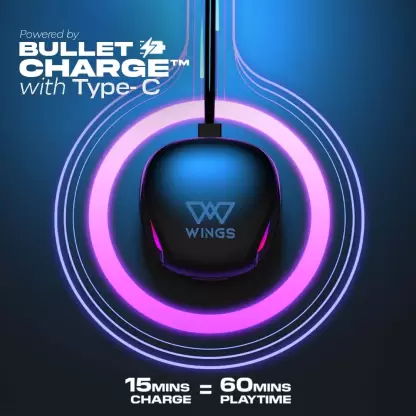 WINGS Phantom 700 Earbuds with 40ms Low Latency (Black, In the Ear) WINGS Phantom 700 Earbuds with 40ms Low Latency (Black, In the Ear)