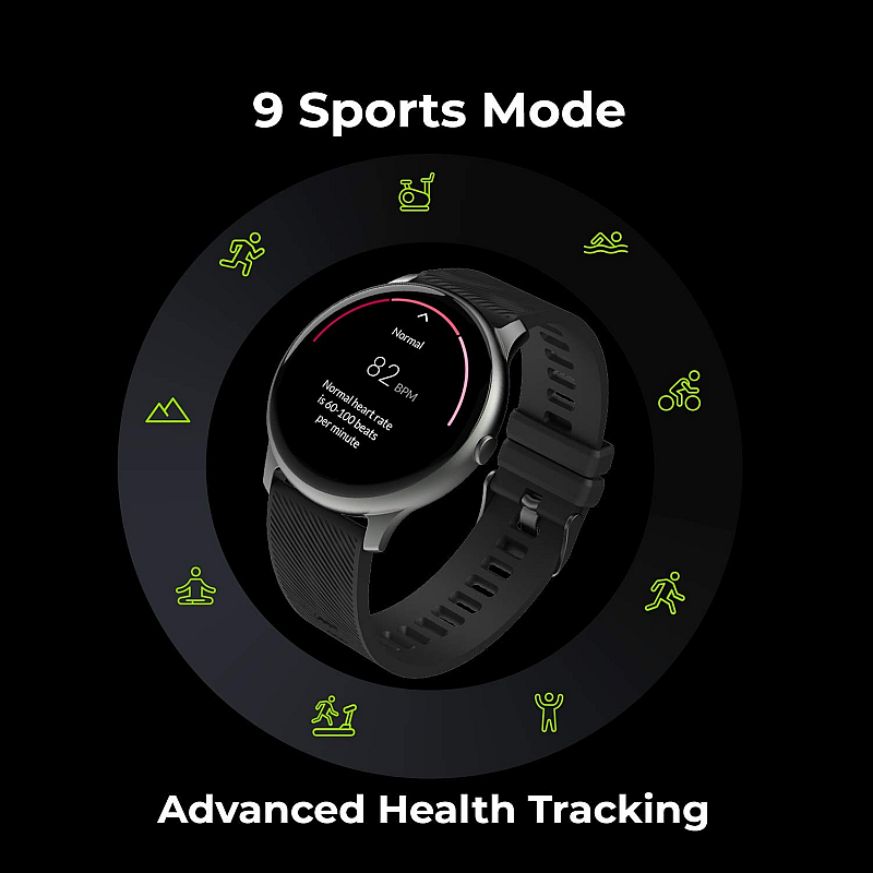 Noise Fit Evolve Smartwatch (Black Strap, Regular)