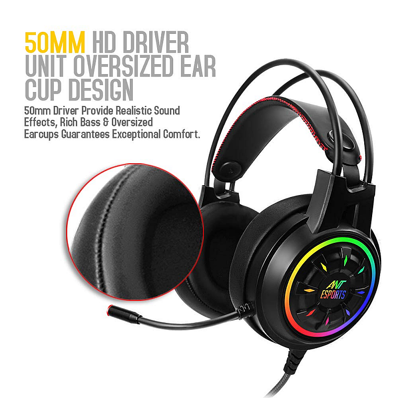 Ant Esports H707 HD RGB LED Gaming Headset 