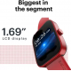 Noise ColorFit Caliber Smart Watch with 15-day battery, 1.69" display, 60 Sports Modes Smartwatch (Red Strap, Regular)