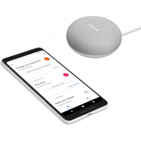 Google home mini with google assistant smart speaker chalk