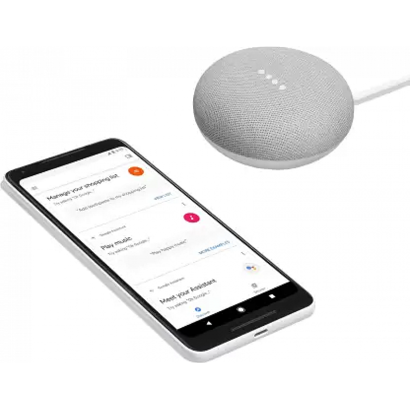 Google home mini with google assistant smart speaker chalk