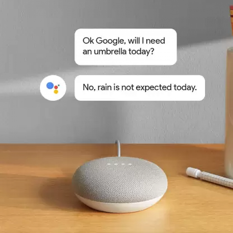 Google home mini with google assistant smart speaker chalk