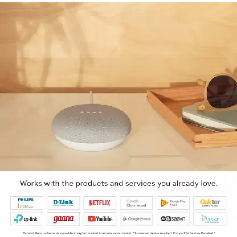 Google home mini with google assistant smart speaker chalk