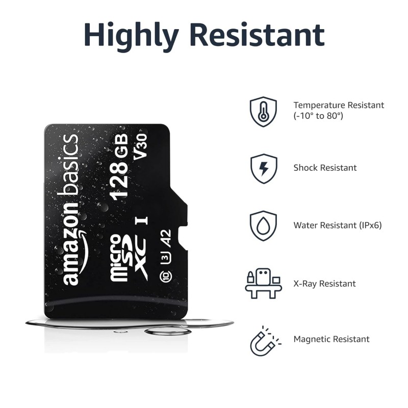 amazon basics 128Gb Microsdxc Memory Card with Full Size Adapter, 100Mb/S, U3