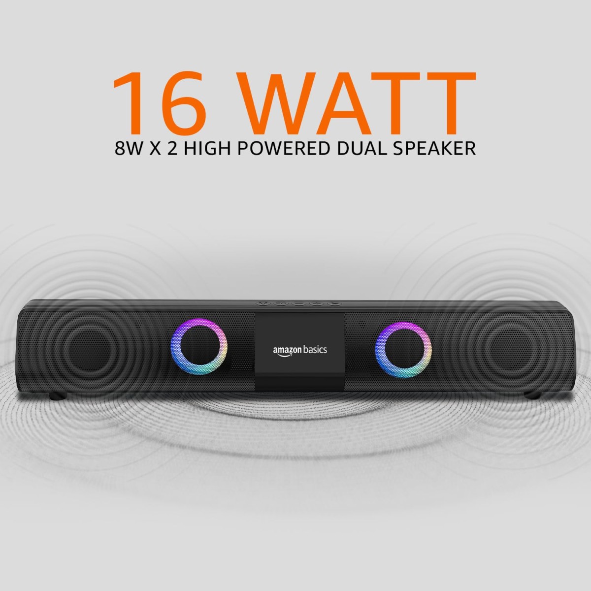 AmazonBasics amazon basics 16W Bluetooth Soundbar Speaker with 2000mAh Battery | BT v5.3 | Aux/USB Port | RGB Party Lights AmazonBasics amazon basics 16W Bluetooth Soundbar Speaker with 2000mAh Battery | BT v5.3 | Aux/USB Port | RGB Party Lights