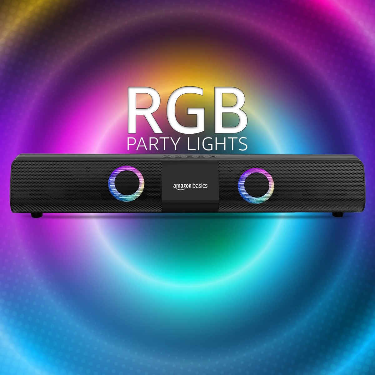 AmazonBasics amazon basics 16W Bluetooth Soundbar Speaker with 2000mAh Battery | BT v5.3 | Aux/USB Port | RGB Party Lights AmazonBasics amazon basics 16W Bluetooth Soundbar Speaker with 2000mAh Battery | BT v5.3 | Aux/USB Port | RGB Party Lights