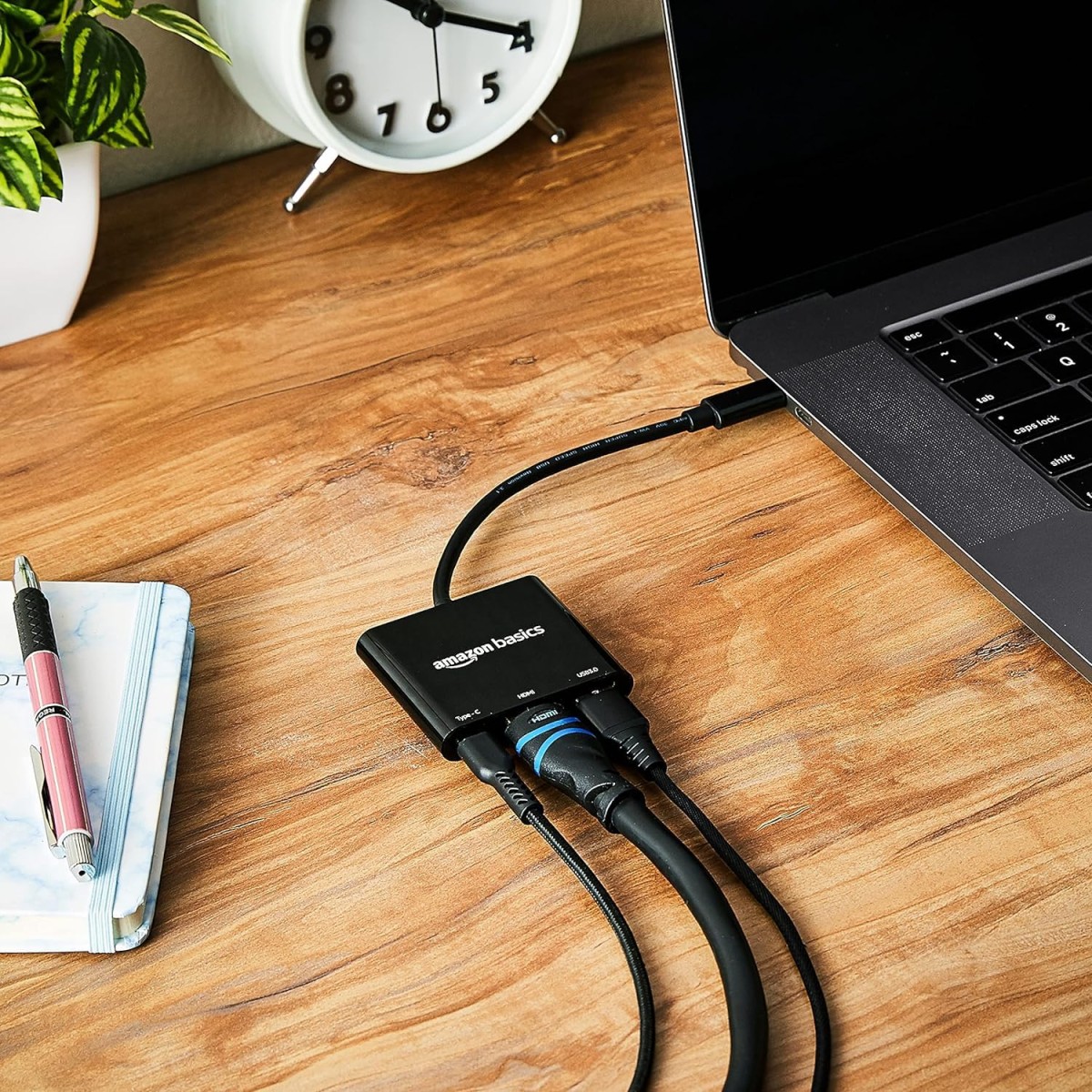 amazon basics 3-in-1 USB Type C Adapter to Project Screen of Your USB Type-C Enabled Device on a Large Screen of Any HDMI Monitor (Black)