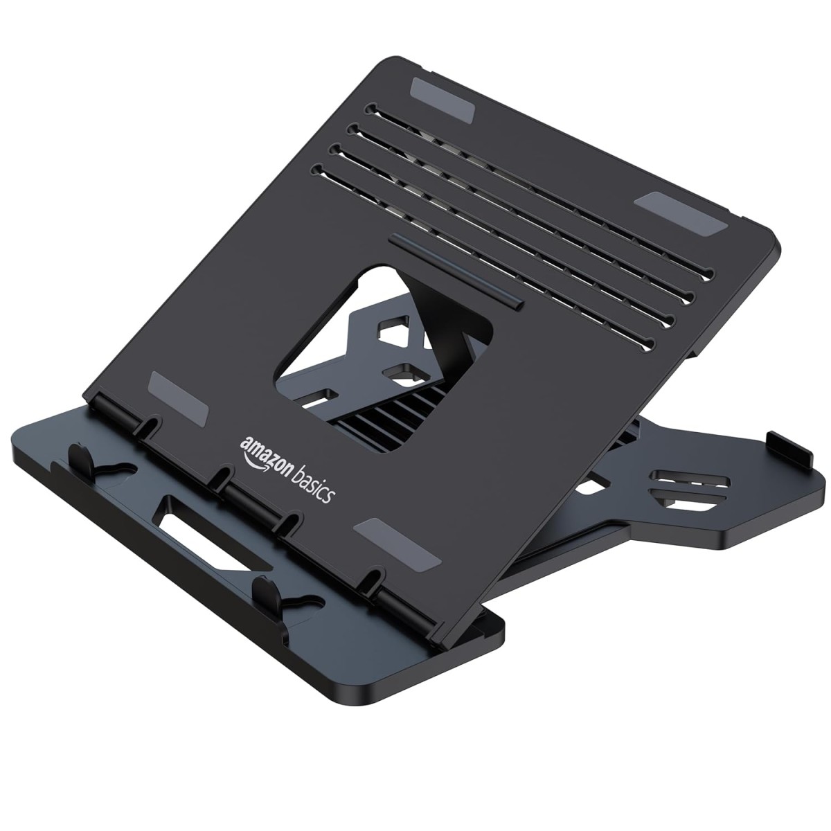 amazon basics Adjustable Laptop Riser Stand | Wide Compatibility | Multiple Adjustable Angles | Ventilated & Secure Design