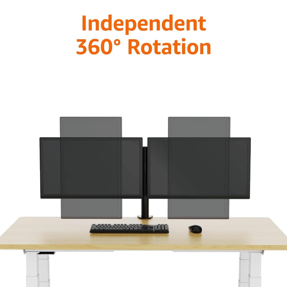 amazon basics Dual Monitor Stand - Height-Adjustable Arm Mount, Steel (Self Installation)