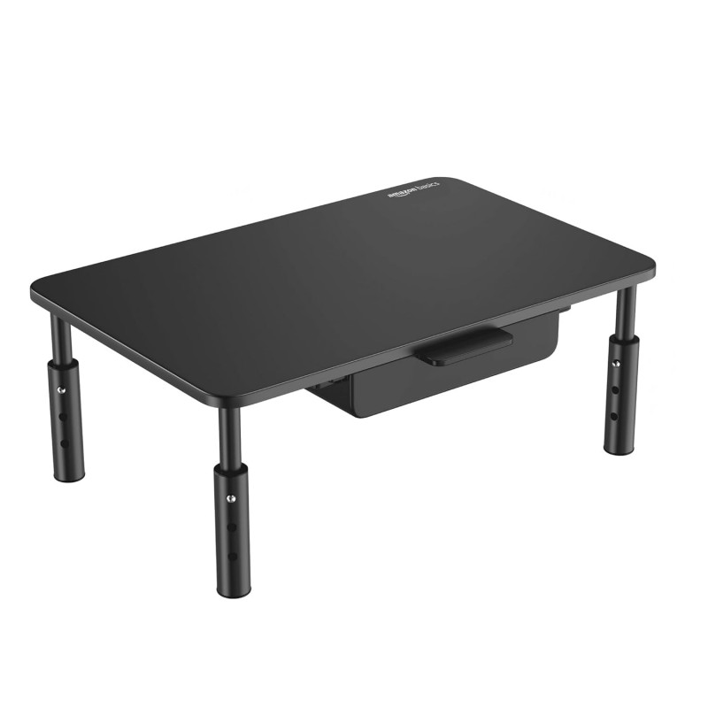 amazon basics Monitor Stand/Laptop Stand for Desk | Compatible with 24",27",29" and 32" Inch, Laptop, PC, and Printer | Height Adjustable | Durable Steel Construction