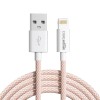 AmazonBasics amazon basics Nylon Braided USB-A to Lightning Cable Cord, MFi Certified Charger for Apple iPhone Salmon Pink, 1.02 meter