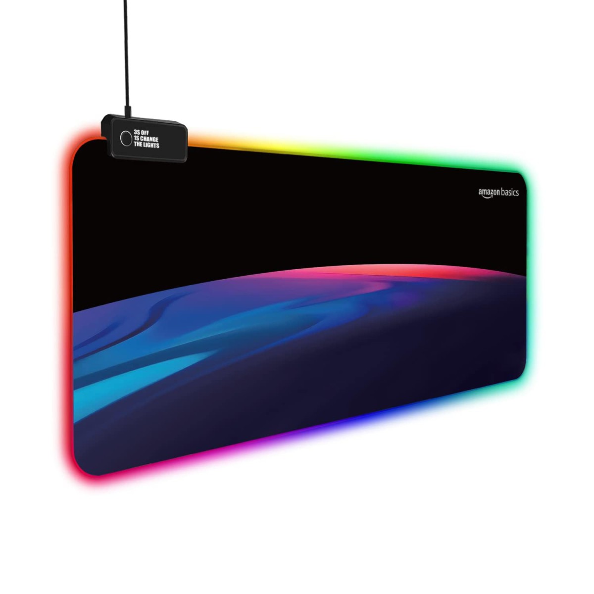 amazon basics RGB Light Gaming Mouse Pad Desk Mat for Computer Laptop | Stitched Embroidery Edges Extended Keyboard Mouse Pad
