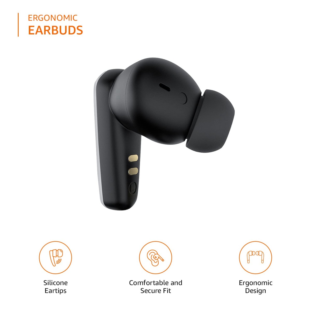 amazon basics Truly Wireless Earbuds with Environmental Noise Cancellation Quad Mic, IPX5 Water Resistant, Bluetooth 5.3, Up to 28 Hours Playtime and Fast Charging (Black)