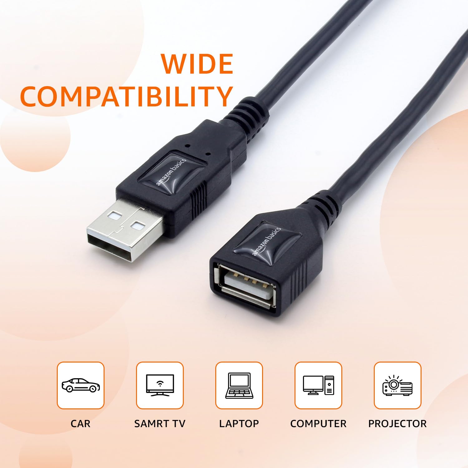 amazon basics USB 2.0 Extension | Male to Female Extension Plug/Socket ...