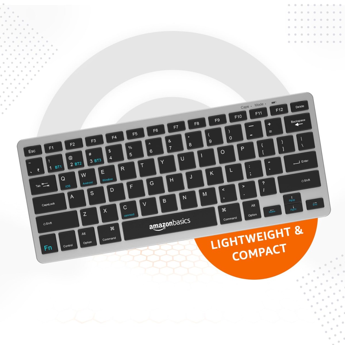 amazon basics Wireless Bluetooth Keyboard | Easy Switch for Up to 3 Devices | Ideal for Tablets & Mobiles | iOS, Windows, Android Compatible | Type C Port 78 Keys (Black and Grey)