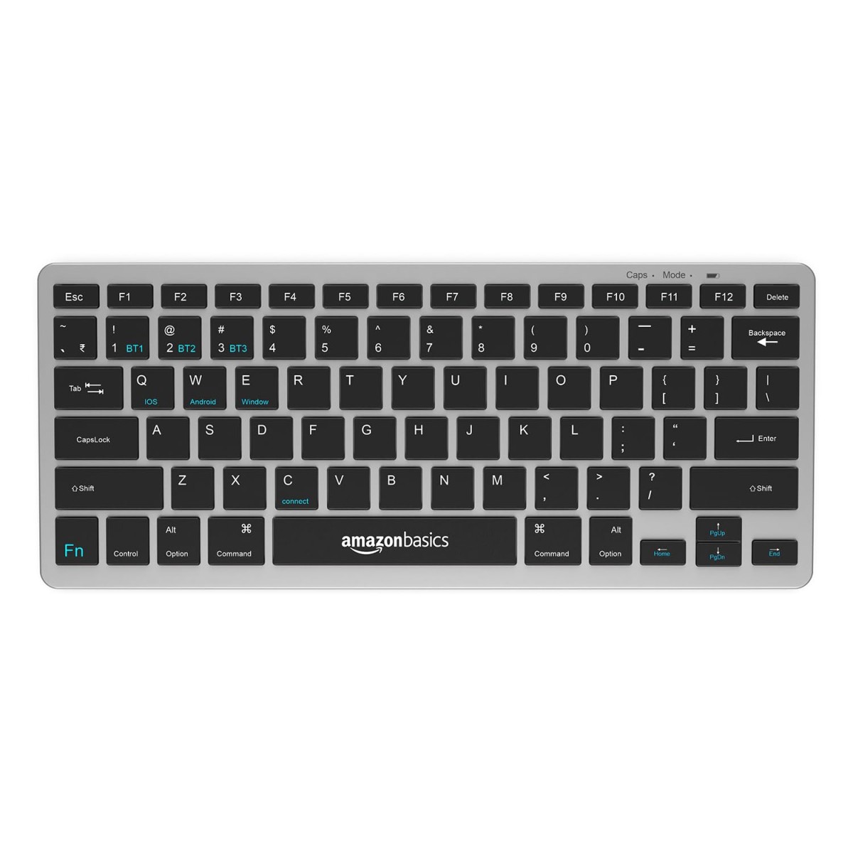 amazon basics Wireless Bluetooth Keyboard | Easy Switch for Up to 3 Devices | Ideal for Tablets & Mobiles | iOS, Windows, Android Compatible | Type C Port 78 Keys (Black and Grey)