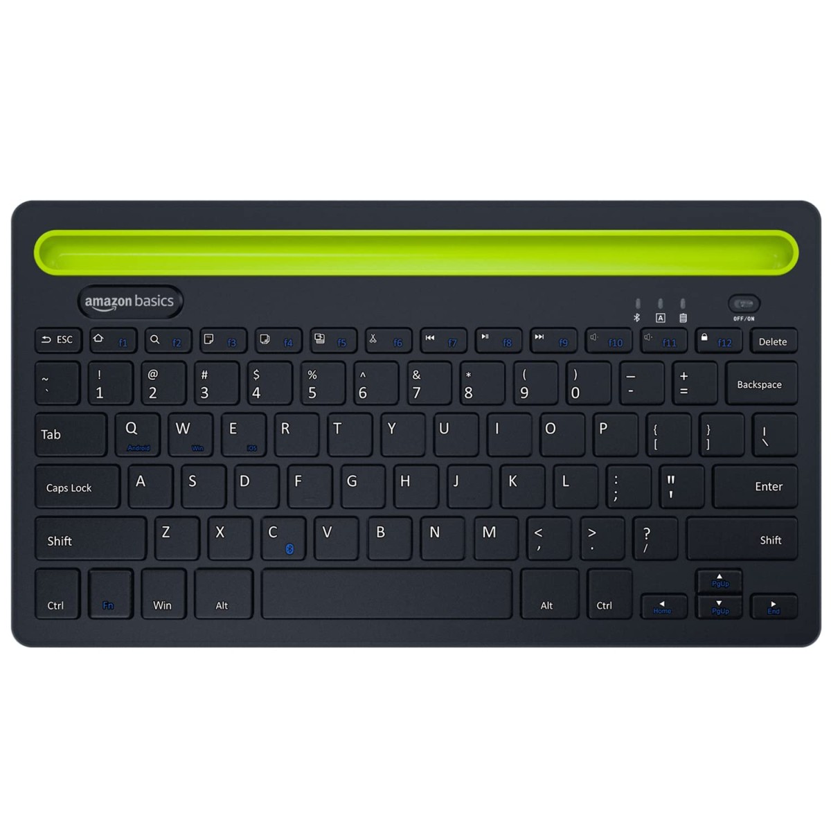 amazon basics Wireless Bluetooth Multi-Device Keyboard for Windows, Apple iOS Android or Chrome, Compact Space-Saving Design (Black)