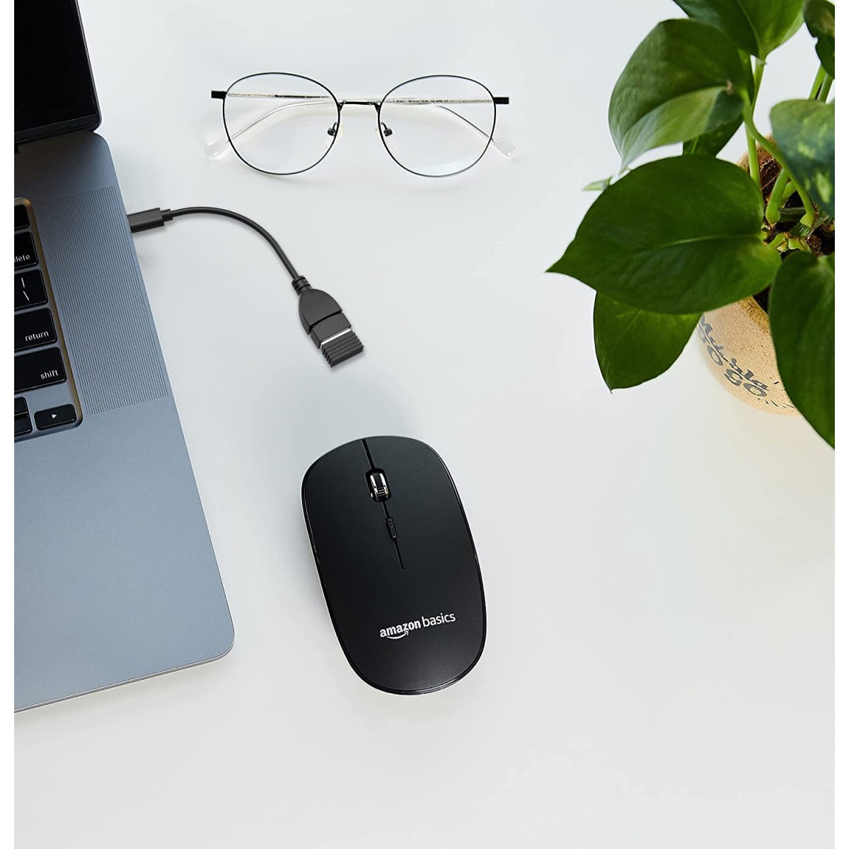 amazon basics Wireless Mouse | 2.4 GHz Connection, 1600 DPI | Type - C Adapter | Upto 12 Months of Battery Life