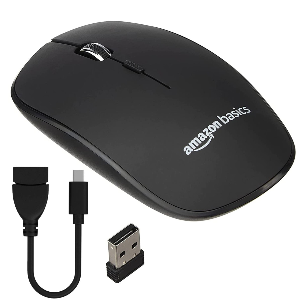 amazon basics Wireless Mouse | 2.4 GHz Connection, 1600 DPI | Type - C Adapter | Upto 12 Months of Battery Life