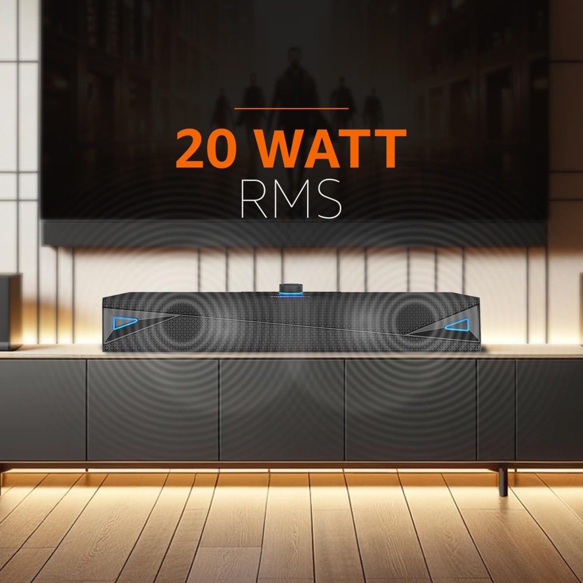 AmazonBasics amazon basics X20R 20W Bluetooth Soundbar with 2000mAh Battery | 2X Bass | Up to 9hrs of Playback (Grey)