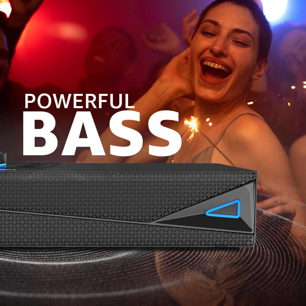 AmazonBasics amazon basics X20R 20W Bluetooth Soundbar with 2000mAh Battery | 2X Bass | Up to 9hrs of Playback (Grey)