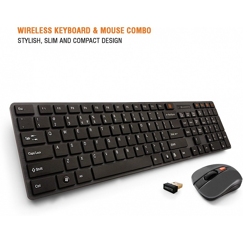 Amkette Optimus Wireless Keyboard and Optical Mouse Sensor (Black) -