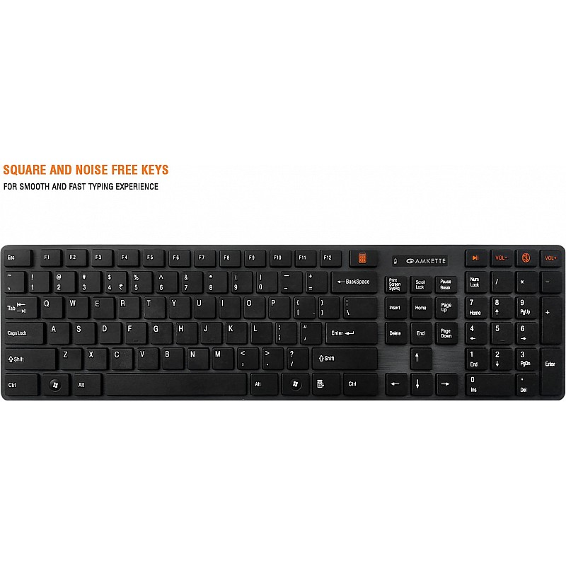 Amkette Optimus Wireless Keyboard and Optical Mouse Sensor (Black) -