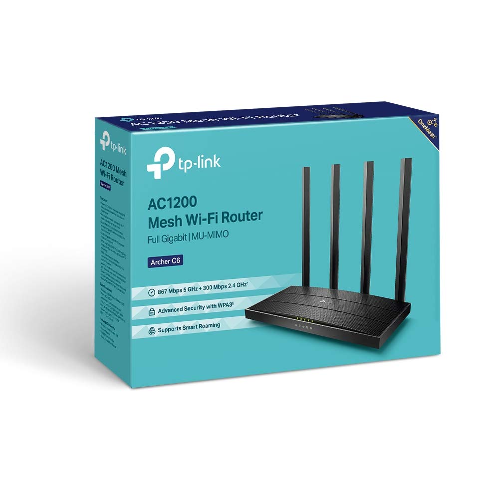 TP-Link Archer C6 Gigabit MU-MIMO Wireless Router, Dual Band 1200 Mbps Wi-Fi Speed TP-Link Archer C6 Gigabit MU-MIMO Wireless Router, Dual Band 1200 Mbps Wi-Fi Speed