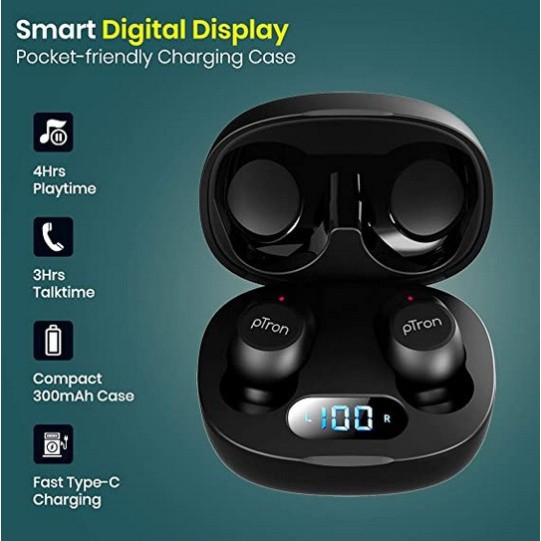 pTron Bassbuds Pro in-Ear True Wireless Bluetooth 5.0 Headphones with Deep Bass