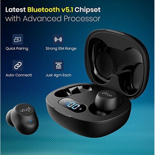 pTron Bassbuds Pro in-Ear True Wireless Bluetooth 5.0 Headphones with Deep Bass