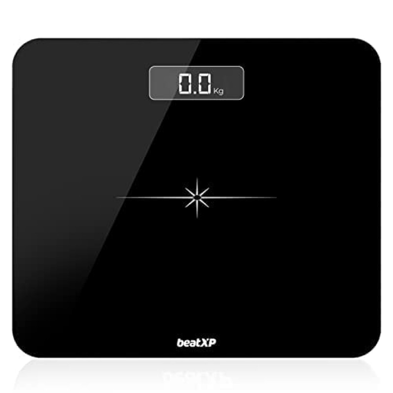 beatXP Actifit Flare Digital Weighing Scale With Backlit LCD Panel, Electronic Weight Machine For Body Weight With 5 Mm Thick Tempered Glass, Max Weight 180 Kg, (Black) 24 Month Warranty