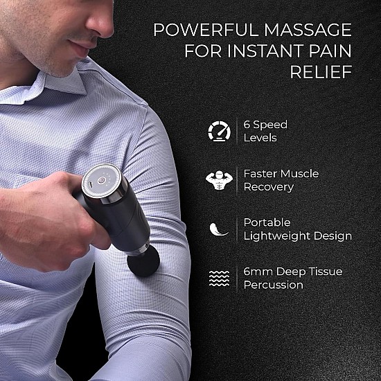 beatXP Bolt Atom Massage Gun | Body Massager | Percussion Muscle Massage Gun for Full Body Pain Relief for Men & Women with 4 Attachments