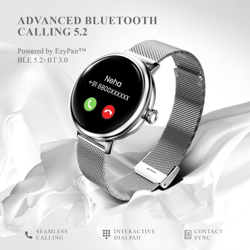 beatXP Eva 1.2" Super AMOLED Display, Bluetooth Calling Smart Watch for Women, Metal Body, 360 * 360px, Menstrual Tracker, 100+ Sports Modes, 24/7 Health Tracking, Rotary Crown, IP68 (Gold) beatXP Eva 1.2" Super AMOLED Display, Bluetooth Calling Smart Watch for Women, Metal Body, 360 * 360px, Menstrual Tracker, 100+ Sports Modes, 24/7 Health Tracking, Rotary Crown, IP68 (Gold)