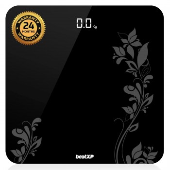 beatXP Gravity Flora Digital Weight Machine For Body Weight with Thick Tempered Glass, Best Bathroom Weighing Scale with LCD Display - 2 Year Warranty