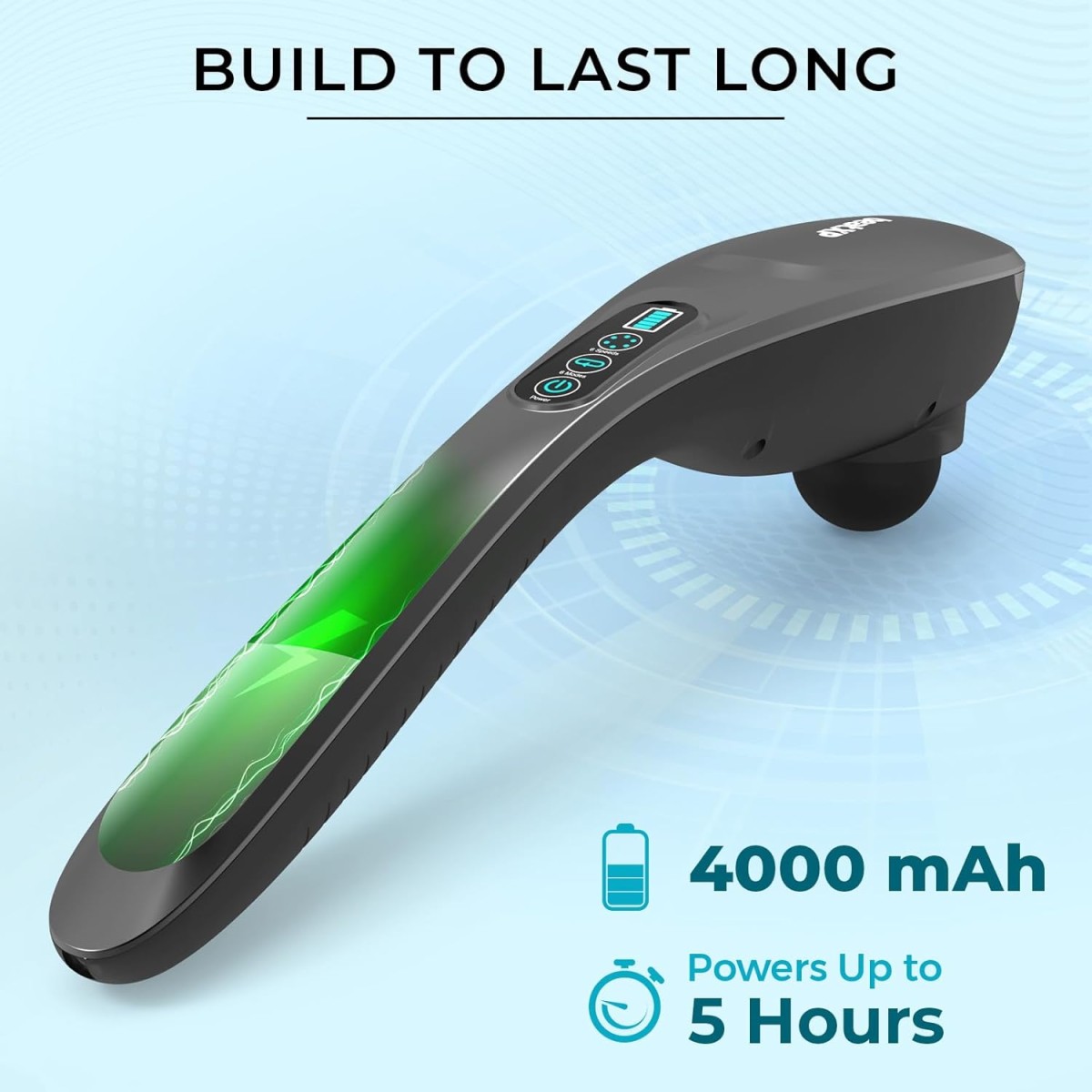 beatXP Stream Pro Cordless Full Body Massager Machine for Pain Relief with 4 Attachments - Electric Back Massager for Pain Relief with 4000mAh battery and up to 18 Months Warranty (Grey & Black)