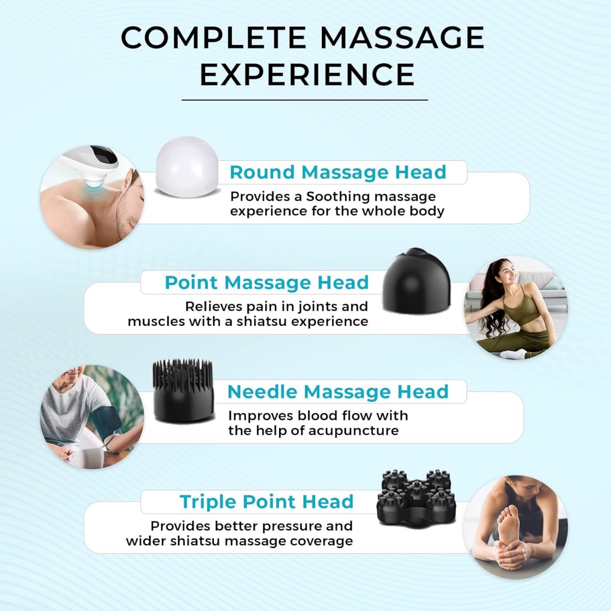 beatXP Stream Pro Cordless Full Body Massager Machine for Pain Relief with 4 Attachments - Electric Back Massager for Pain Relief with 4000mAh battery and up to 18 Months Warranty (Grey & Black)