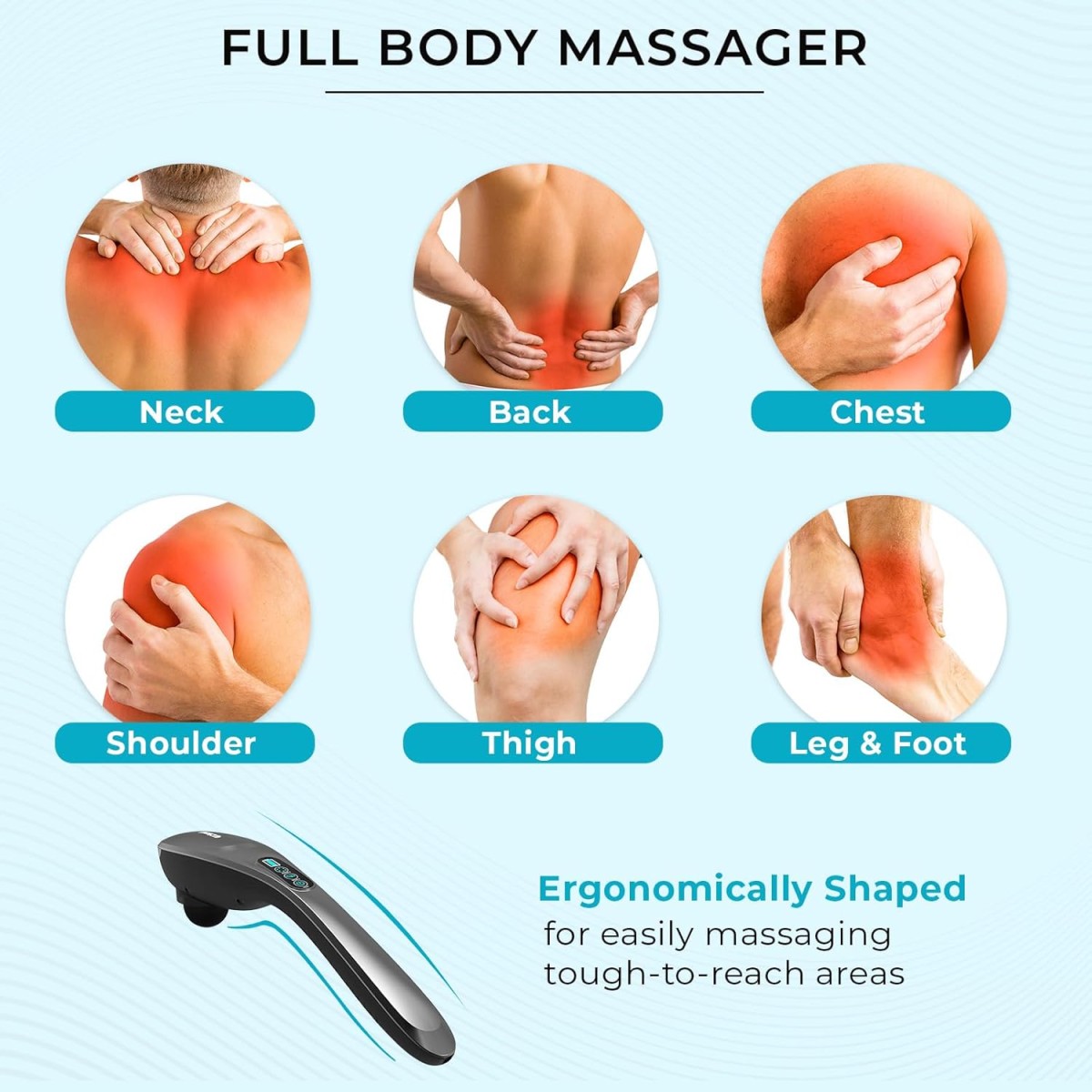 beatXP Stream Pro Cordless Full Body Massager Machine for Pain Relief with 4 Attachments - Electric Back Massager for Pain Relief with 4000mAh battery and up to 18 Months Warranty (Grey & Black)