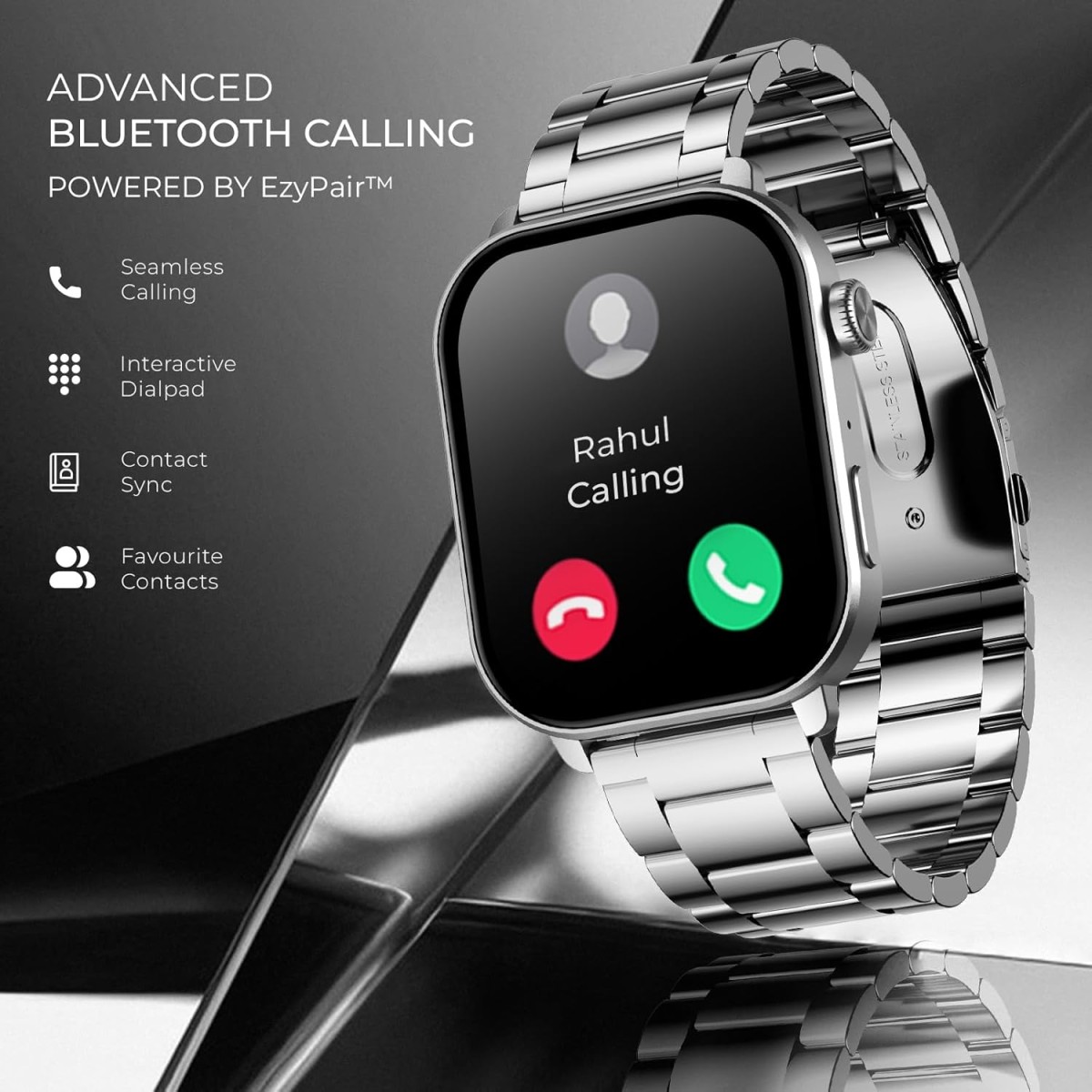 beatXP Unbound Pro 1.96" Super AMOLED Display Bluetooth Calling Smart Watch, Metal Body, Rotary Crown, 410 * 502px, 800 Nits, 60Hz Refresh Rate, 100+ Sports Modes, 24/7, IP67 (Silver)