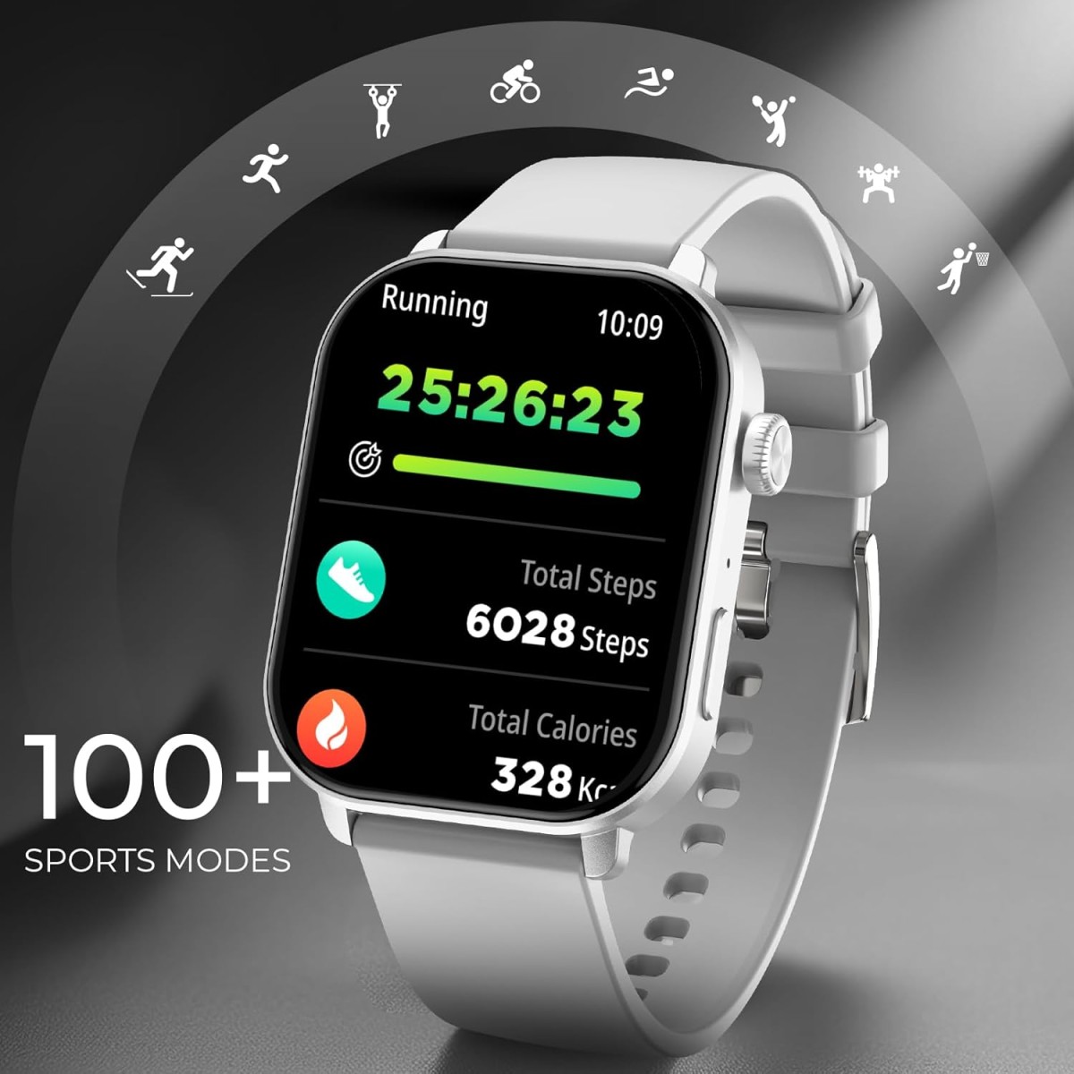 beatXP Unbound Pro 1.96" Super AMOLED Display Bluetooth Calling Smart Watch, Metal Body, Rotary Crown, 410 * 502px, 800 Nits, 60Hz Refresh Rate, 100+ Sports Modes, 24/7, IP67 (Silver Metal)