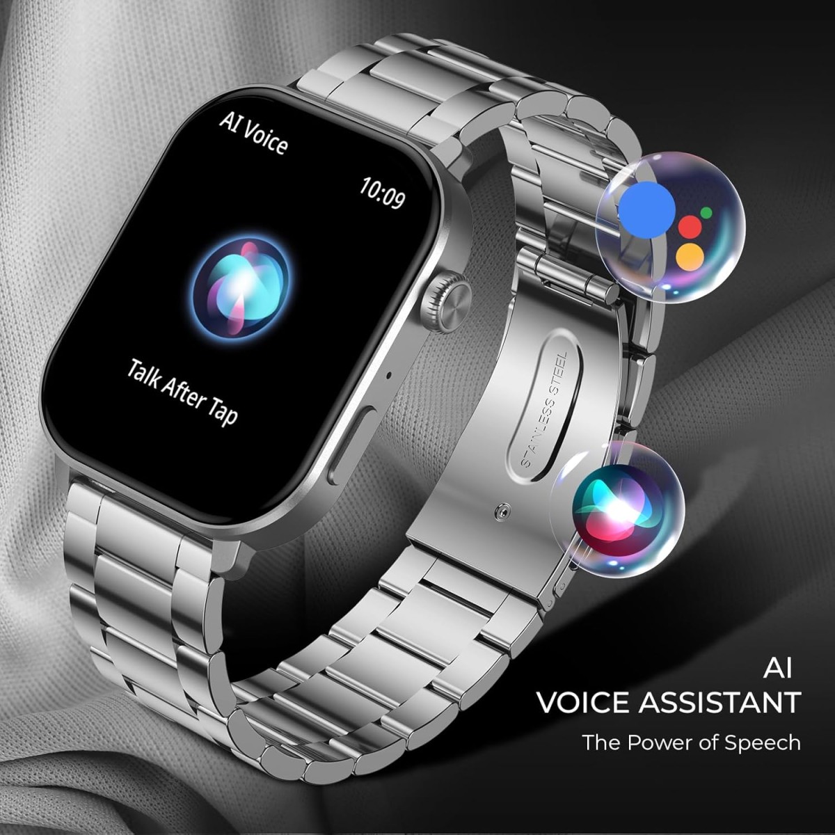 beatXP Unbound Pro 1.96" Super AMOLED Display Bluetooth Calling Smart Watch, Metal Body, Rotary Crown, 410 * 502px, 800 Nits, 60Hz Refresh Rate, 100+ Sports Modes, 24/7, IP67 (Silver)